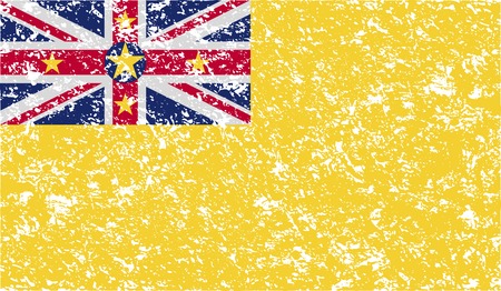 Flag of Niue with old texture. Vector illustrationのイラスト素材