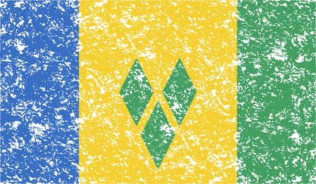 Flag of Saint Vincent and The Grenadines with old texture. Vector illustrationのイラスト素材