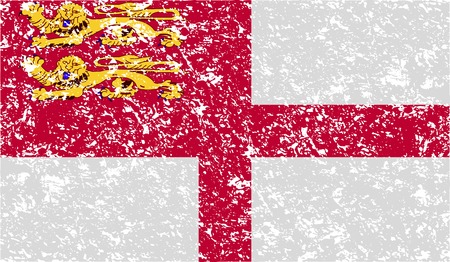 Flag of Sark with old texture. Vector illustrationのイラスト素材