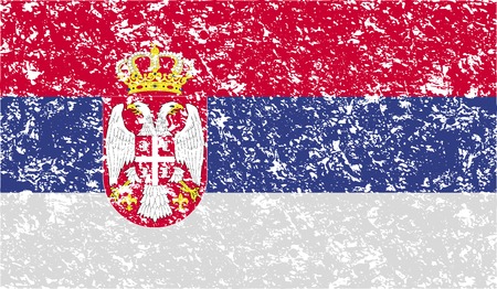 Flag of Serbia with old texture. Vector illustrationのイラスト素材