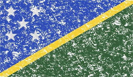 Flag of Solomon Islands with old texture. Vector illustrationのイラスト素材
