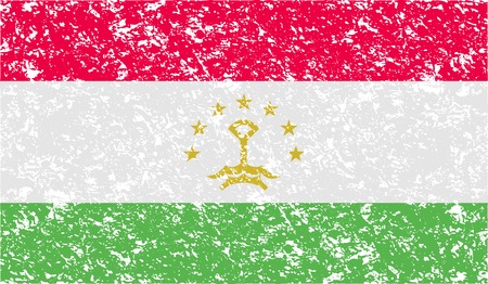 Flag of Tajikistan with old texture. Vector illustrationのイラスト素材