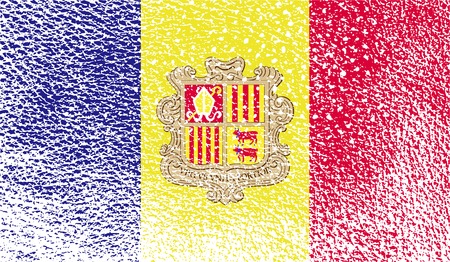 Flag of Andorra with old texture. Vector illustrationのイラスト素材