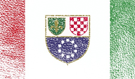 Flag of Bosnia and Herzegovina Federation with old texture. Vector illustrationのイラスト素材