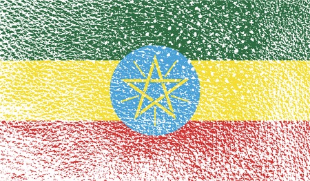 Flag of Ethiopia with old texture. Vector illustrationのイラスト素材