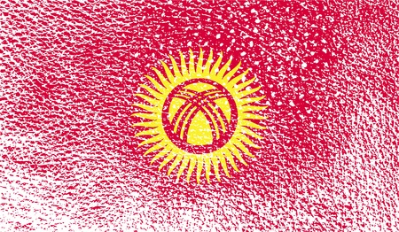 Flag of Kyrgyzstan with old texture. Vector illustrationのイラスト素材