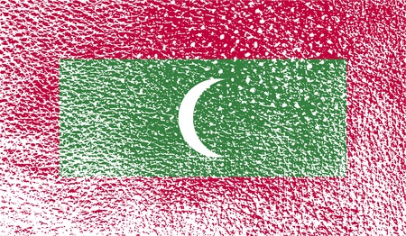 Flag of Maldives with old texture. Vector illustrationのイラスト素材