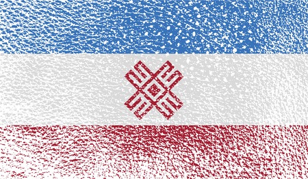 Flag of Mari El with old texture. Vector illustrationのイラスト素材