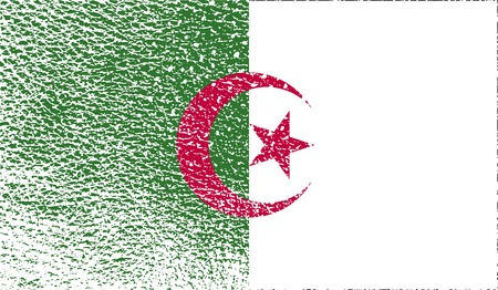 Flag of Algeria with old texture. Vector illustrationのイラスト素材