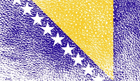 Flag of Bosnia and Herzegovina with old texture. Vector illustrationのイラスト素材