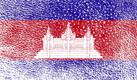 Flag of Cambodia with old texture. Vector illustrationのイラスト素材