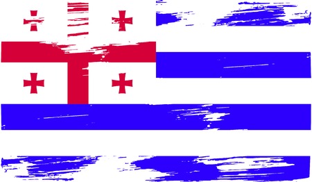 Flag of Ajaria with old texture. Vector illustrationのイラスト素材