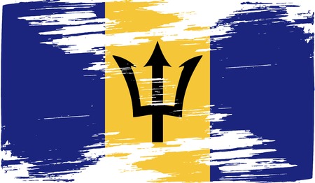 Flag of Barbados with old texture. Vector illustrationのイラスト素材