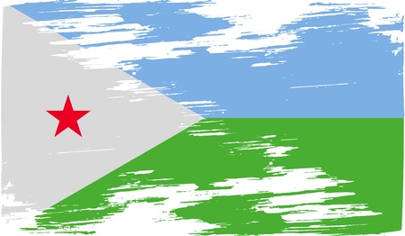 Flag of Djibouti with old texture. Vector illustrationのイラスト素材