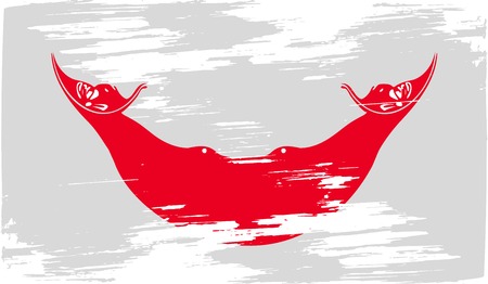 Flag of Easter Rapa Nui, CHILE with old texture. Vector illustrationのイラスト素材