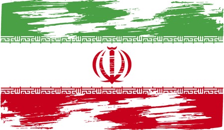 Flag of Iran with old texture. Vector illustrationのイラスト素材