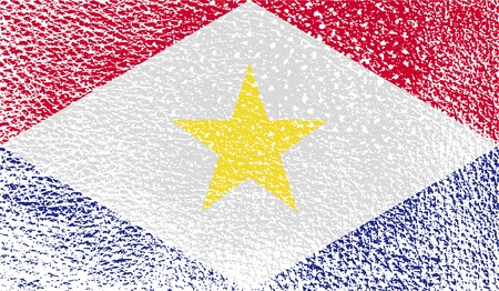 Flag of Saba with old texture. Vector illustrationのイラスト素材