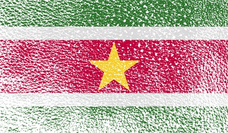 Flag of Suriname with old texture. Vector illustrationのイラスト素材