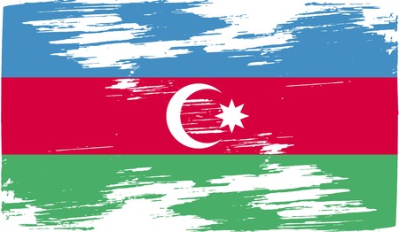Flag of Azerbaijan with old texture. Vector illustrationのイラスト素材