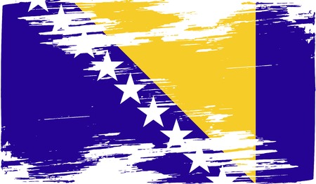 Flag of Bosnia and Herzegovina with old texture. Vector illustrationのイラスト素材