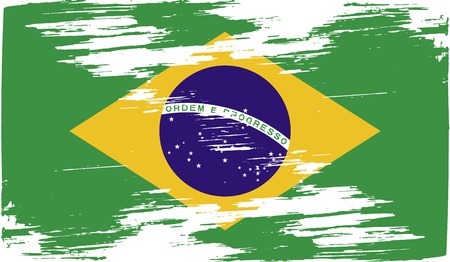 Flag of Brazil with old texture. Vector illustrationのイラスト素材