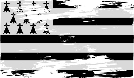 Flag of Brittany with old texture. Vector illustrationのイラスト素材