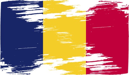 Flag of Chad with old texture. Vector illustrationのイラスト素材
