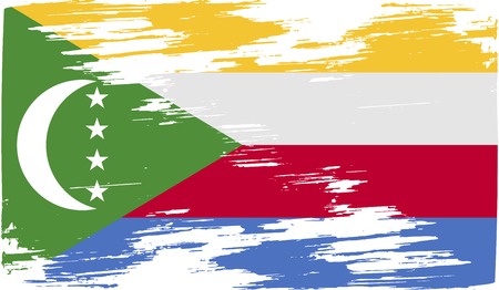 Flag of Comoros with old texture. Vector illustrationのイラスト素材