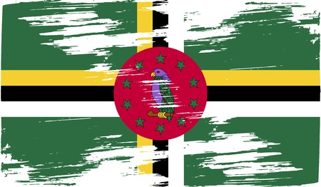 Flag of Dominica with old texture. Vector illustrationのイラスト素材
