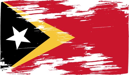 Flag of East Timor with old texture. Vector illustrationのイラスト素材