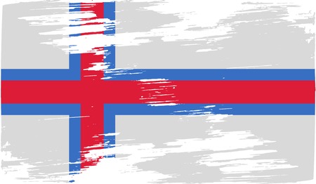 Flag of Faroe Islands with old texture. Vector illustrationのイラスト素材