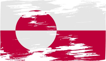 Flag of Greenland with old texture. Vector illustrationのイラスト素材