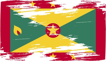 Flag of Grenada with old texture. Vector illustrationのイラスト素材