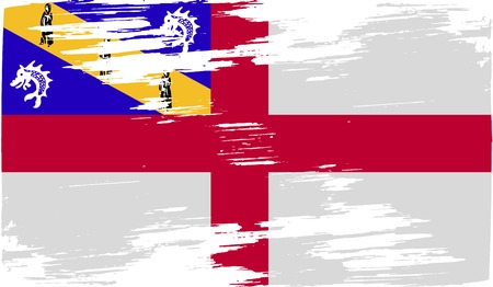 Flag of Herm with old texture. Vector illustrationのイラスト素材