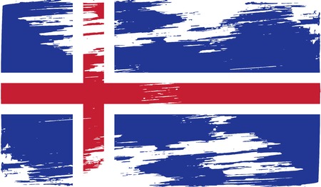 Flag of Iceland with old texture. Vector illustrationのイラスト素材