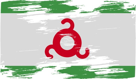 Flag of Ingushetia with old texture. Vector illustrationのイラスト素材
