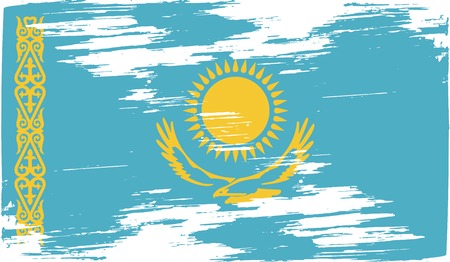 Flag of Kazakhstan with old texture. Vector illustrationのイラスト素材
