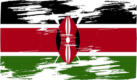 Flag of Kenya with old texture. Vector illustrationのイラスト素材