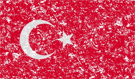 Flag of Turkey with old texture. Vector illustrationのイラスト素材