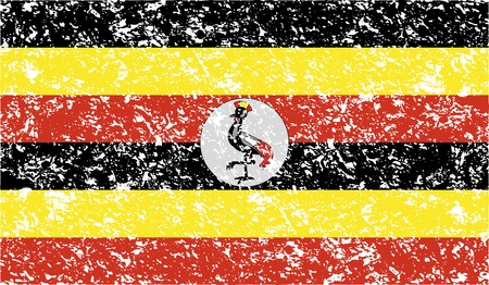 Flag of Uganda with old texture. Vector illustrationのイラスト素材
