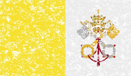 Flag of Vatican with old texture. Vector illustrationのイラスト素材