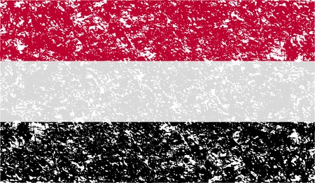 Flag of Yemen with old texture. Vector illustrationのイラスト素材