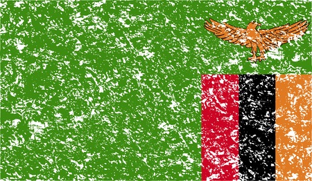 Flag of Zambia with old texture. Vector illustrationのイラスト素材