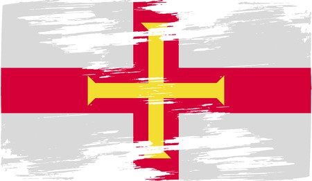 Flag of Guernsey with old texture. Vector illustrationのイラスト素材