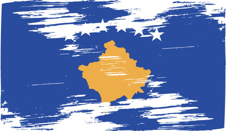 Flag of Kosovo with old texture. Vector illustrationのイラスト素材