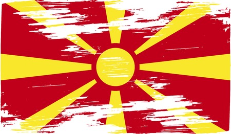 Flag of Macedonia with old texture. Vector illustrationのイラスト素材
