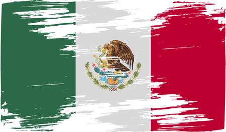 Flag of Mexico with old texture. Vector illustrationのイラスト素材