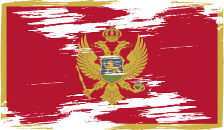 Flag of Montenegro with old texture. Vector illustrationのイラスト素材