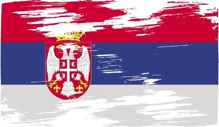 Flag of Serbia with old texture. Vector illustrationのイラスト素材