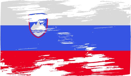 Flag of Slovenia with old texture. Vector illustrationのイラスト素材